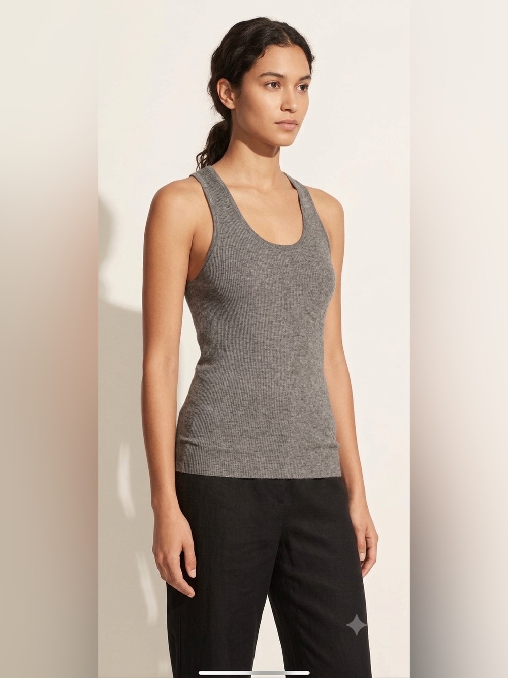 Gray Ribbed Tank Top - Women's Sleeveless Knit
